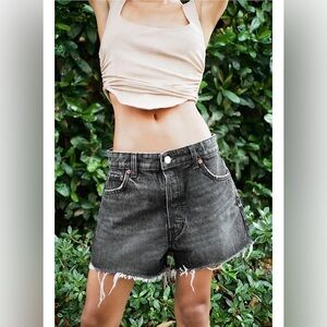 ZARA straight cut gray denim shorts 6